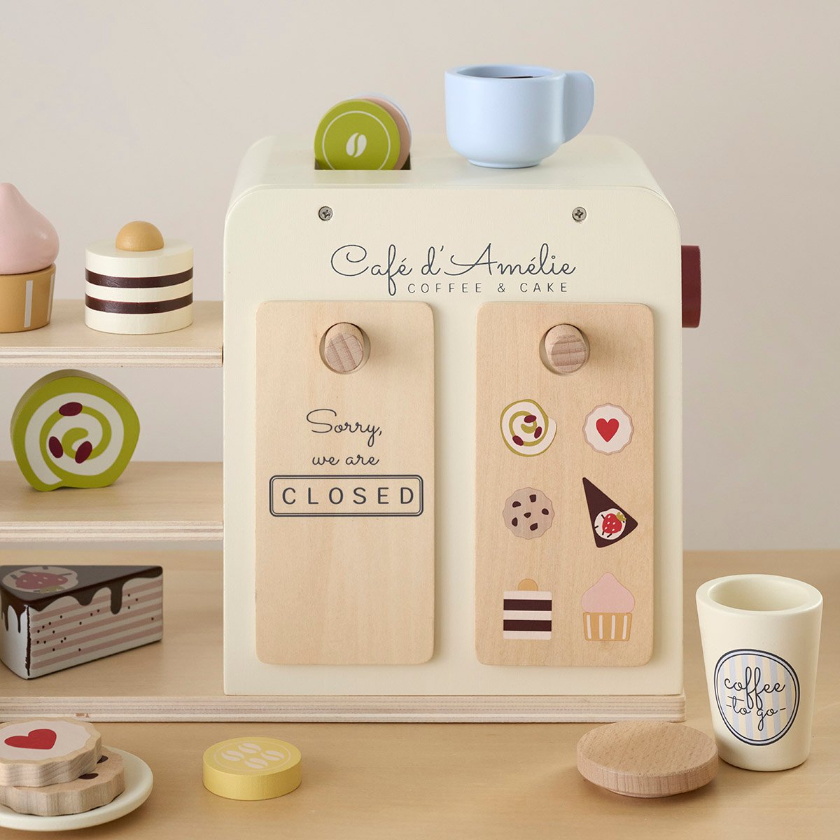 Machine à café 17 éléments NOYER beige, PETITE AMELIE
