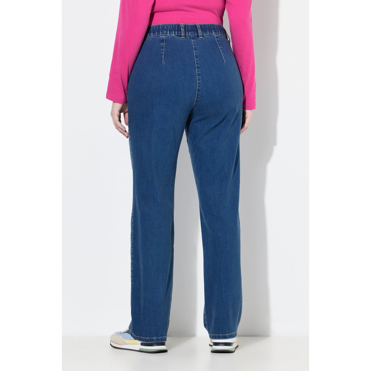 Jean Mony, jambe carotte et poches zippées bleu jean, ULLA POPKEN