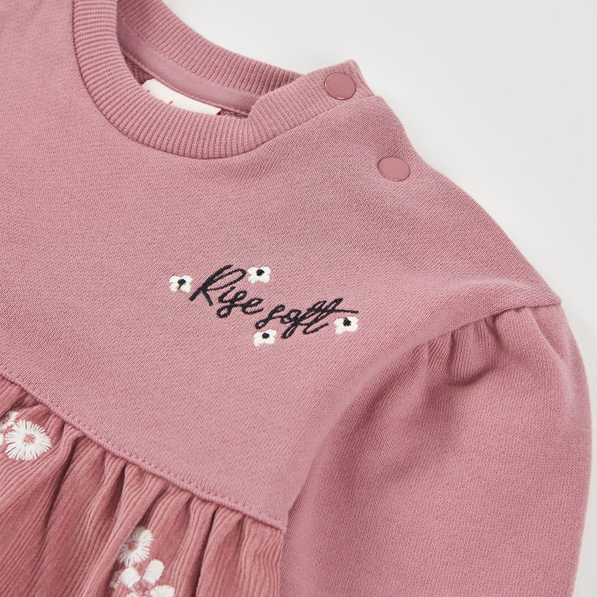 Robe fille en molleton imprimée fleurs rose, BOBOLI