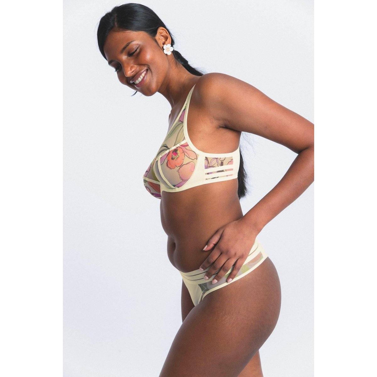 Tanga en microfibre et tulle NUFIT GARDEN glowing garden, MAISON LEJABY