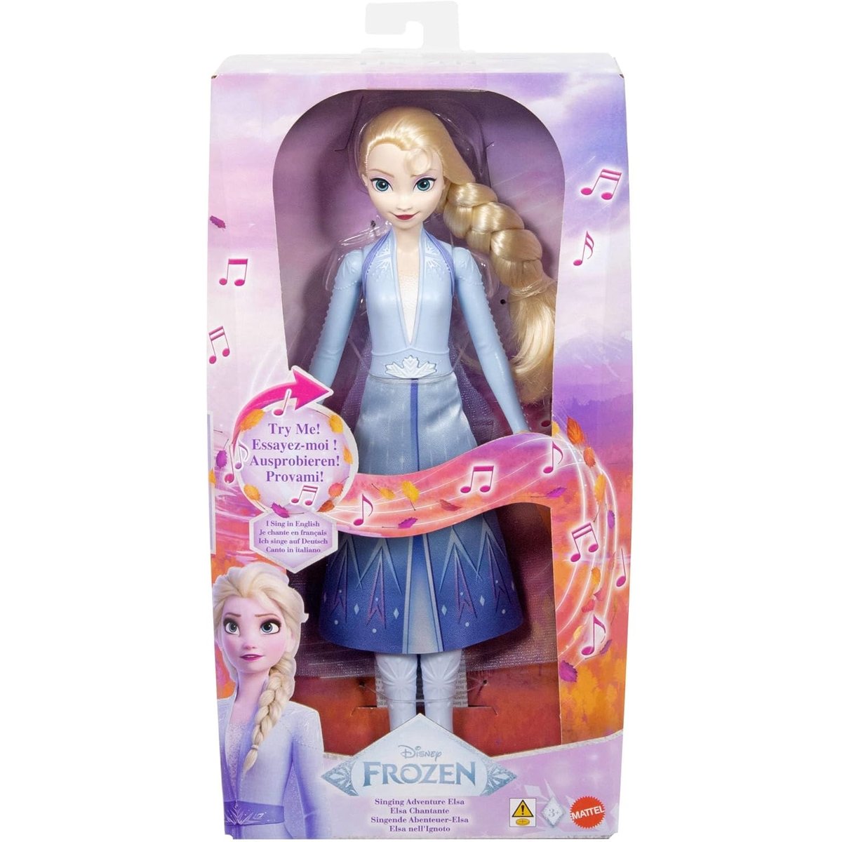 Disney - Poupée Elsa Chantante - La reine des neiges bleu, MATTEL