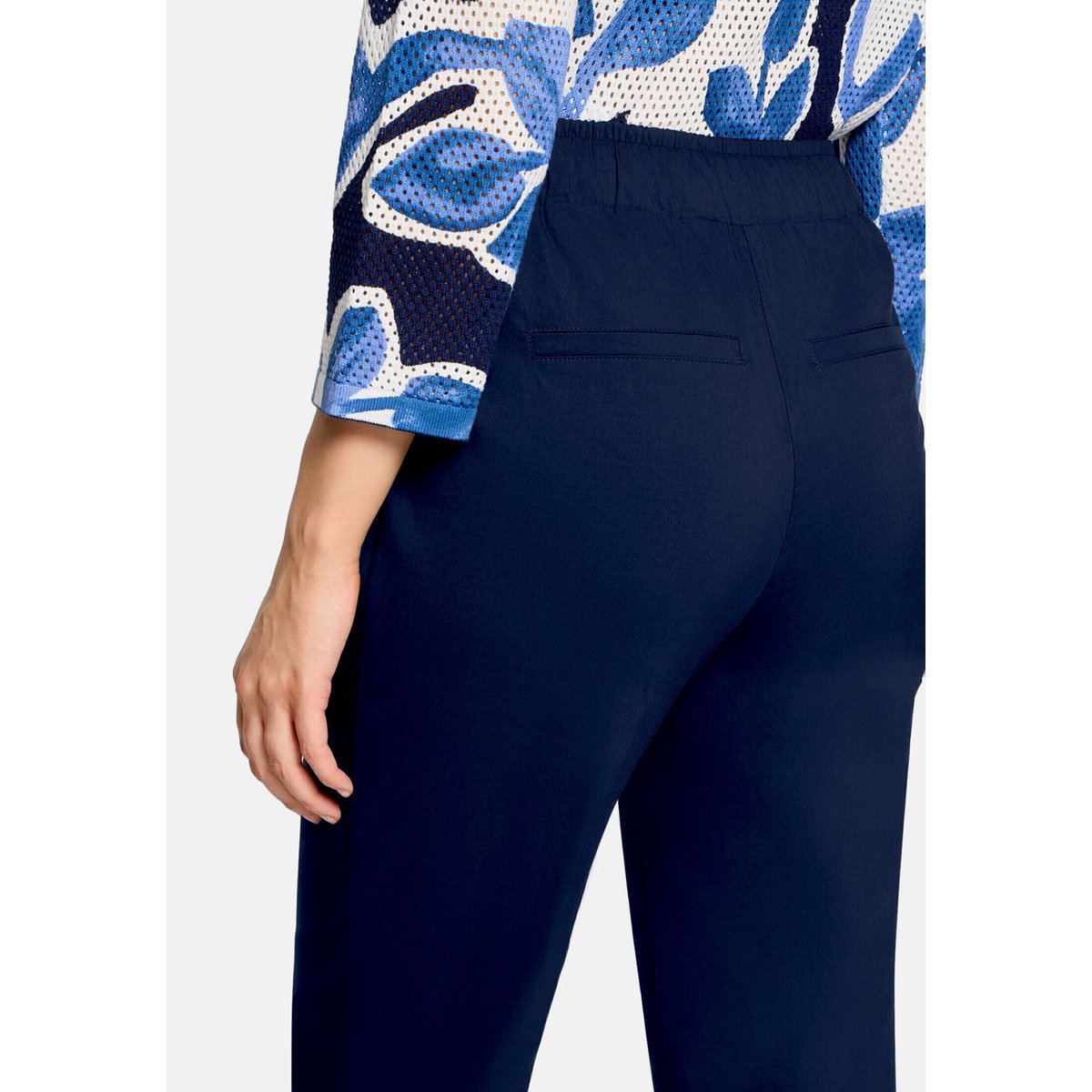 Pantalon casual à taille élastique navy blue, BETTY & CO