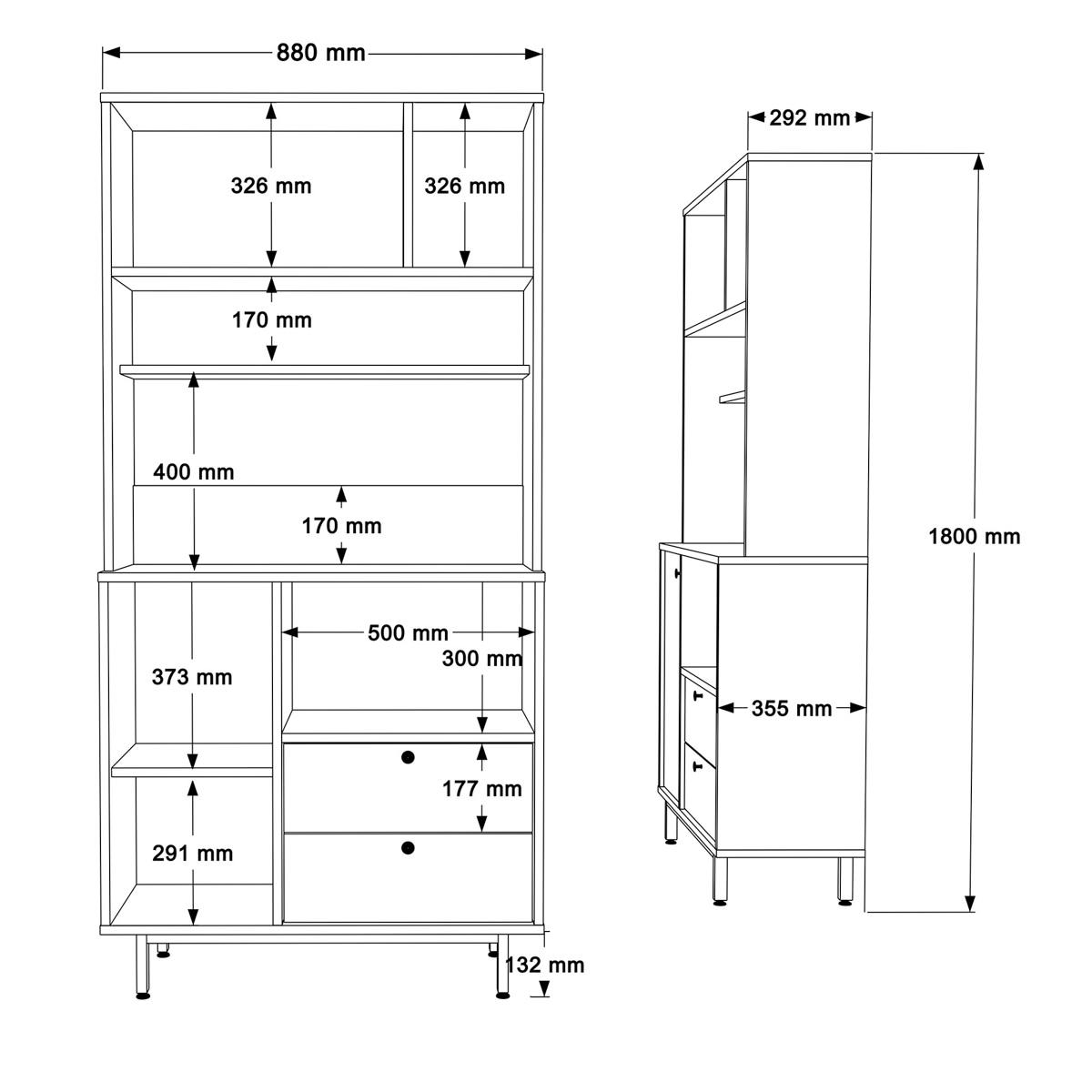 Meuble de cuisine 3 portes, 2 tiroirs 4 niches JENA blanc, PIER IMPORT
