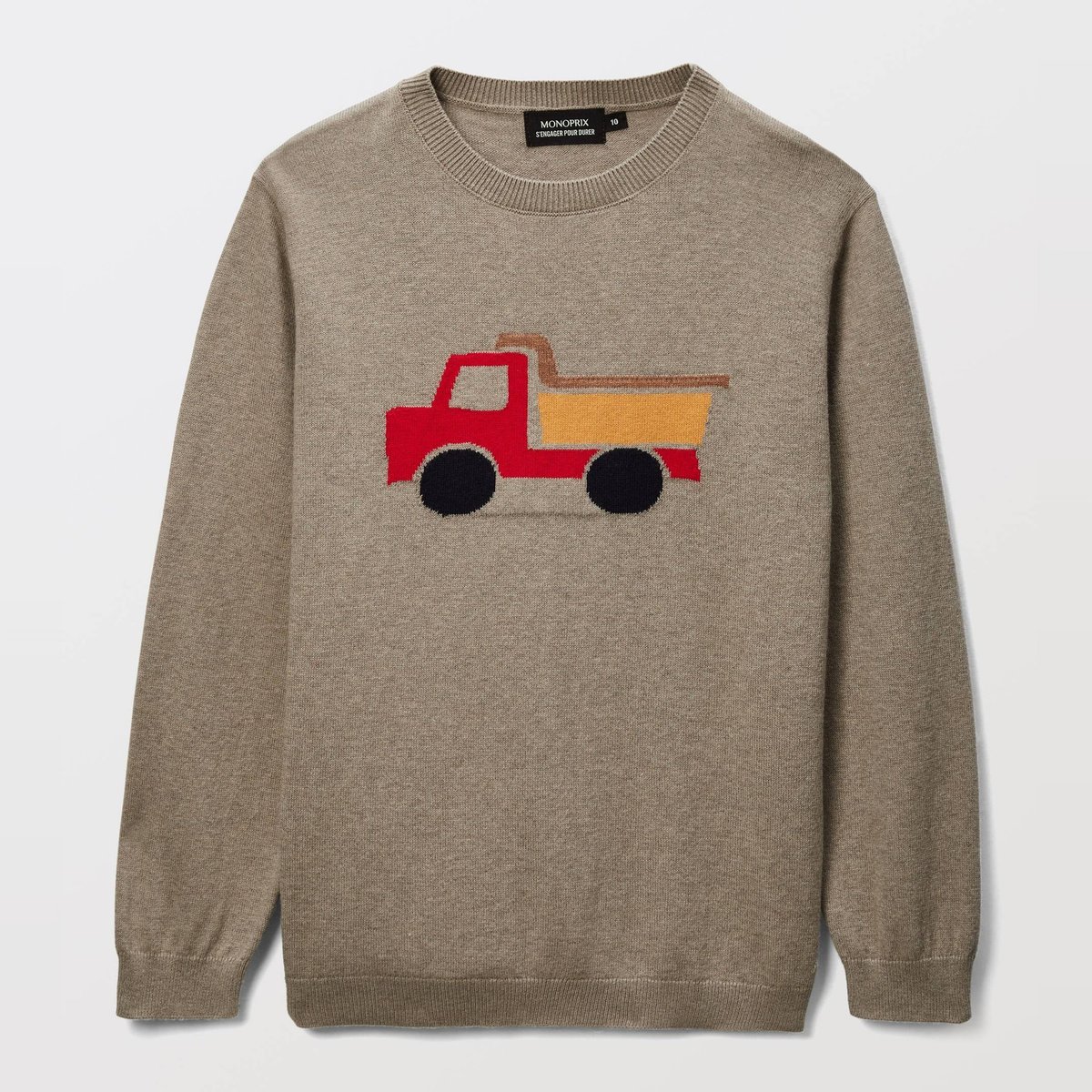 Pull avec motif contenant de la laine fossile, MONOPRIX