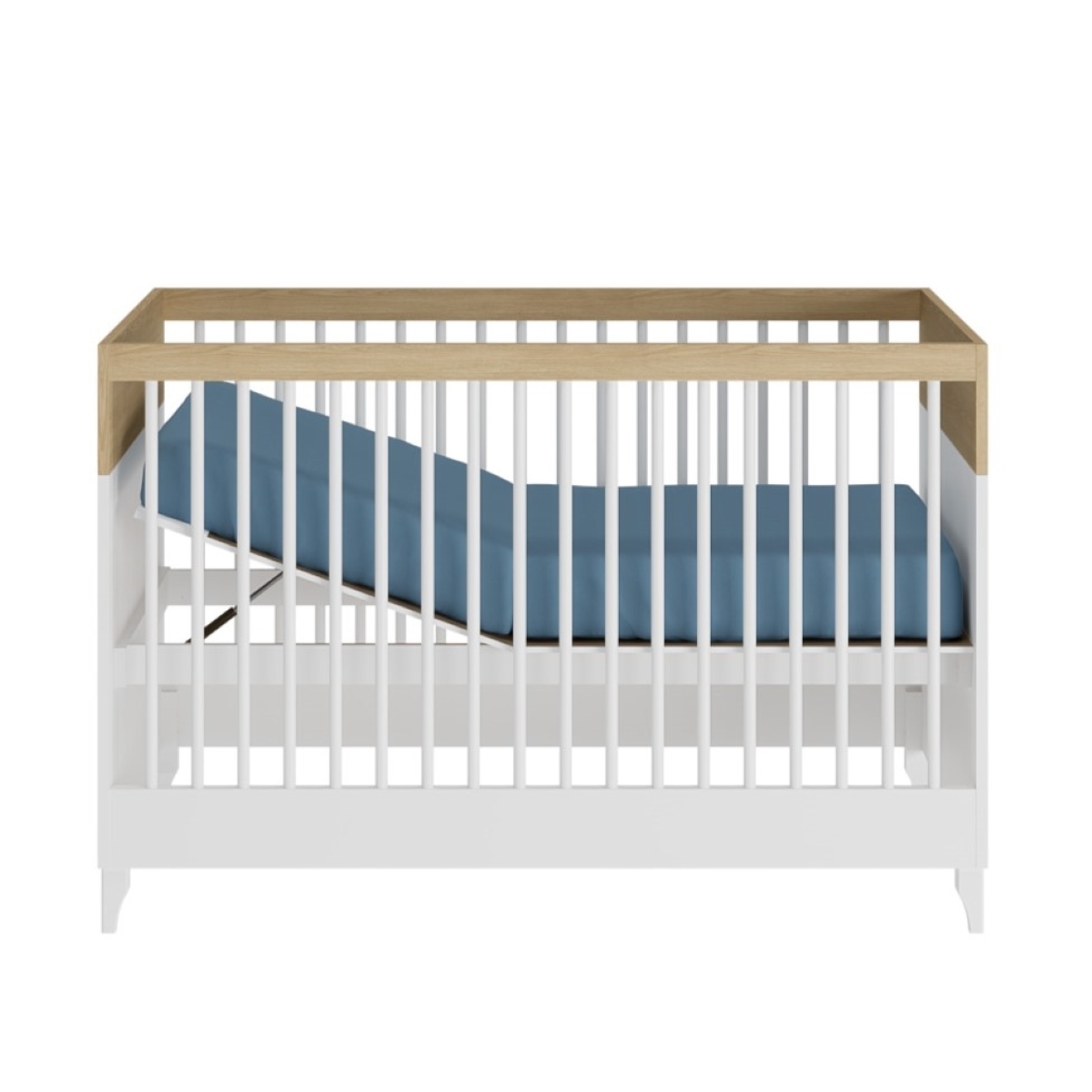 Lit bébé DIXIE blanc et bois, AKITEN RETAIL