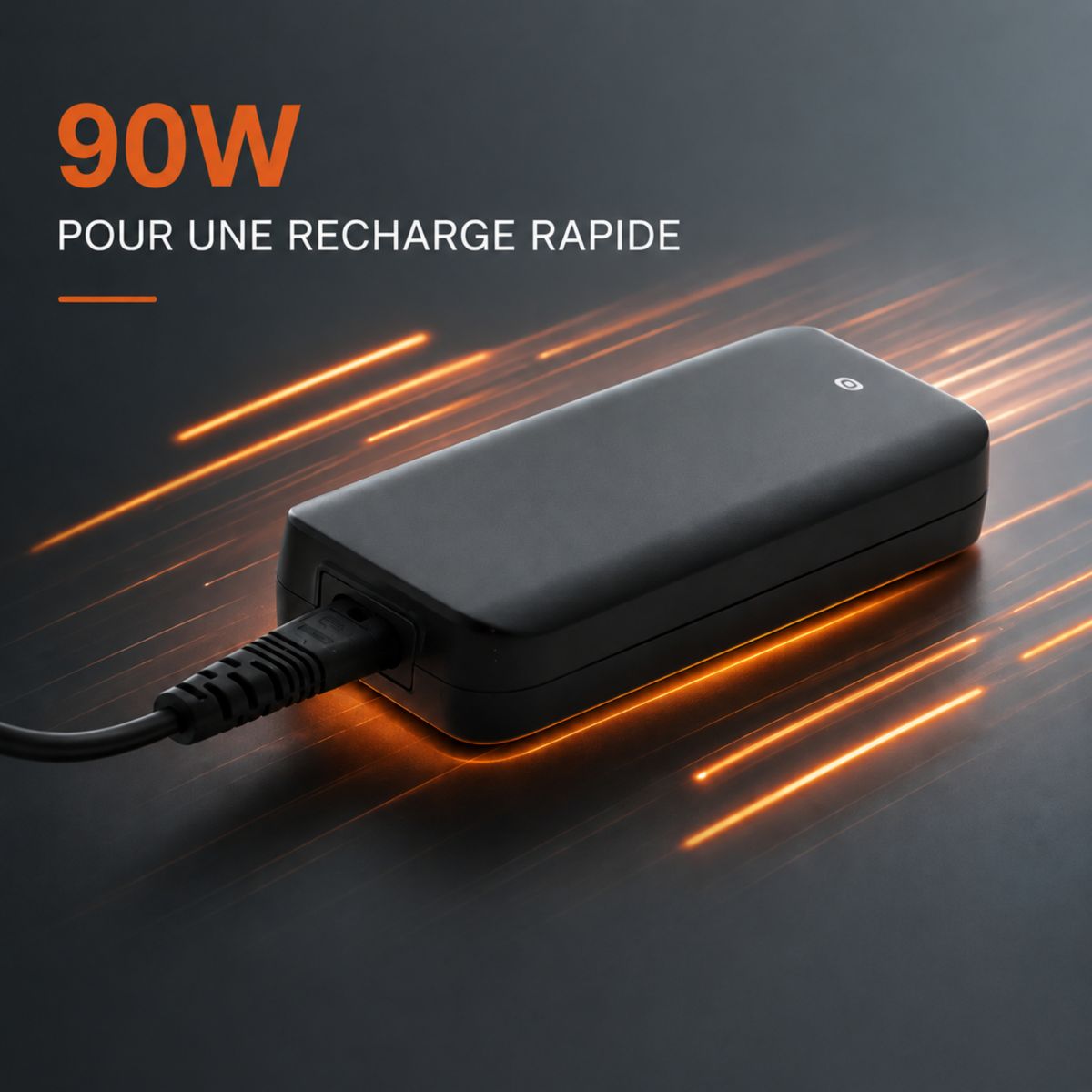 Chargeur ordinateur portable 90W PC universel + 9 embouts noire couleur unique, ESSENTIEL B