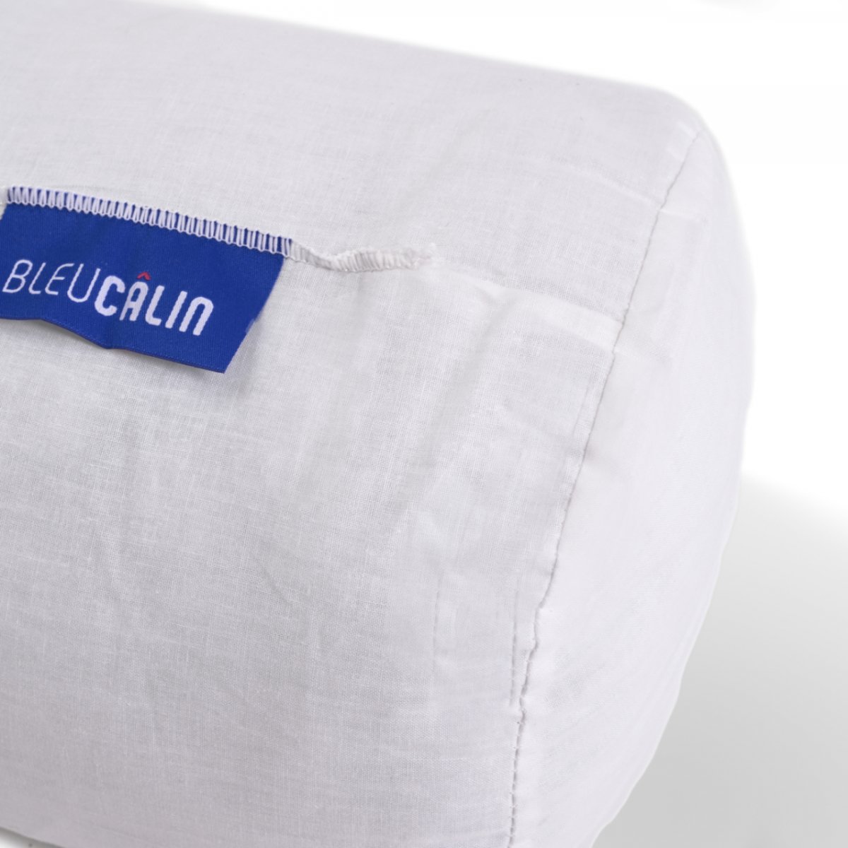 Traversin ferme enveloppe coton blanc, BLEU CALIN