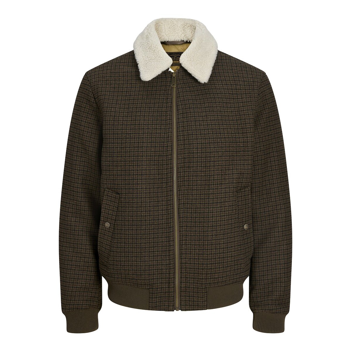 Blouson en laine mélangée avec col en sherpa marron, JACK & JONES
