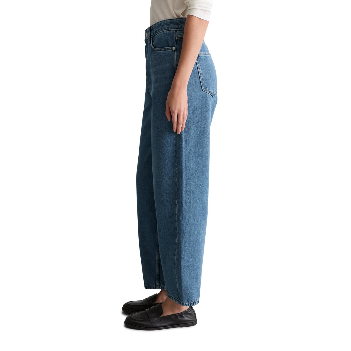 Jeans modèle Stine relaxed barrel cropped en pur coton bleu moyen, MARC O’POLO DENIM