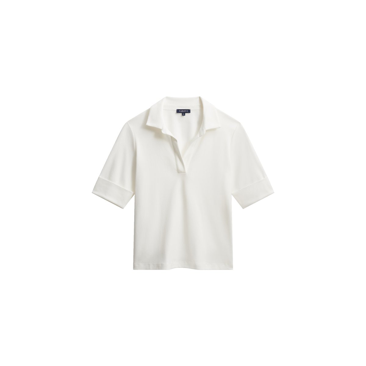 Tshirt coupe droite col chemise TMURCIA ecru, CAROLL