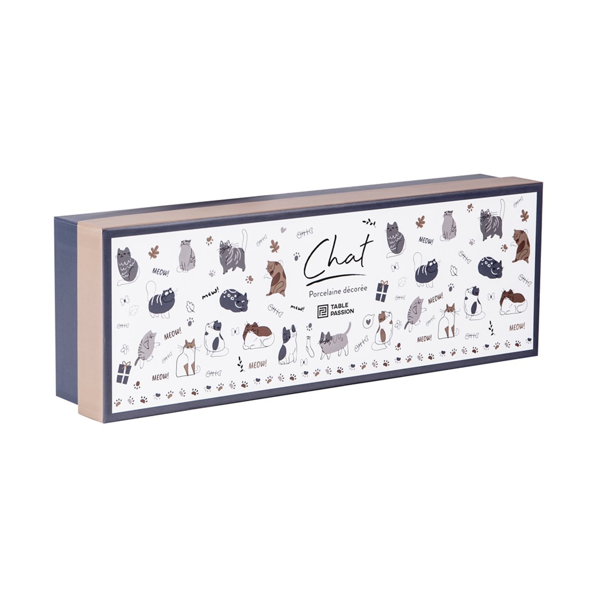 Coffret de 8 tasses Chat 11 cl blanc, TABLE PASSION