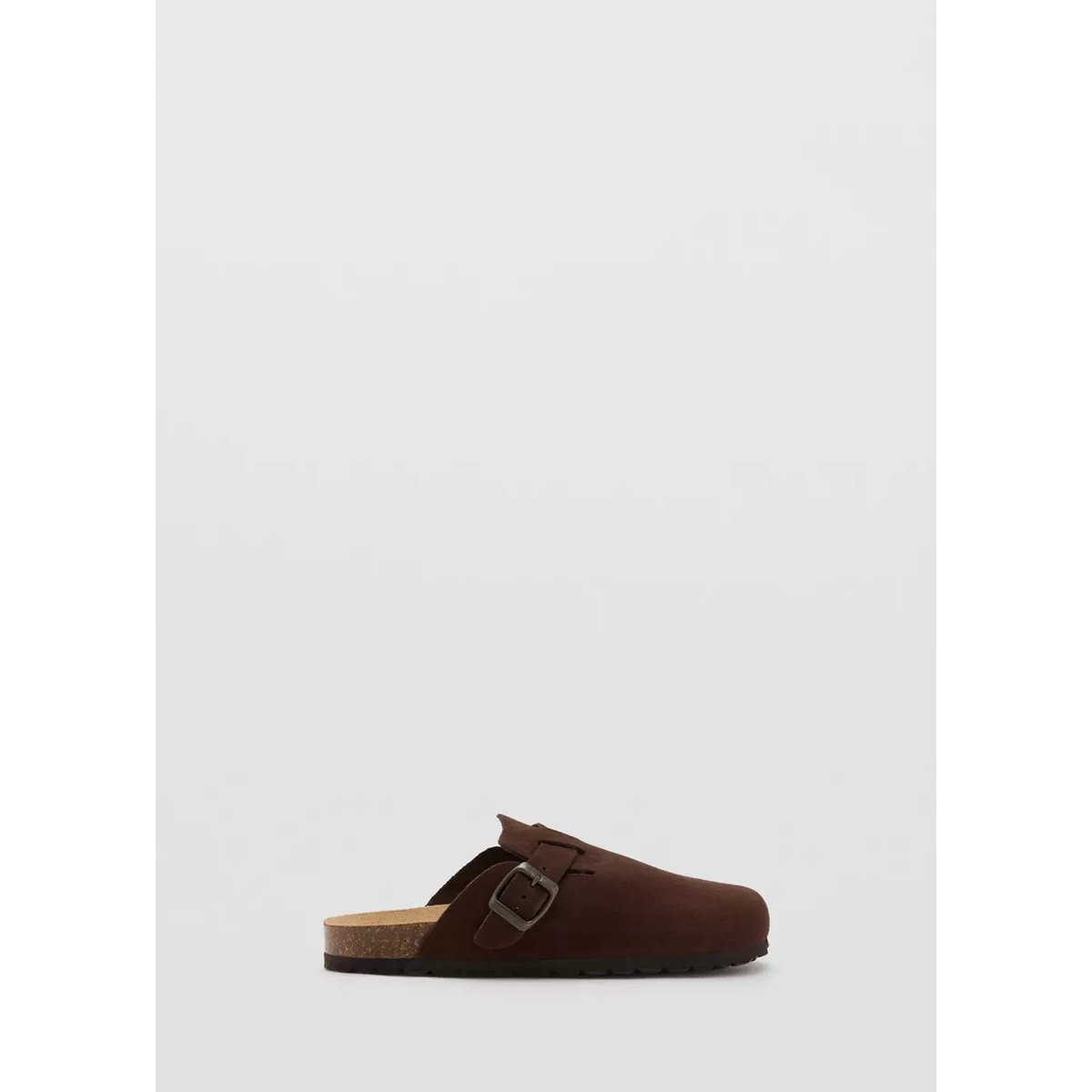 Sabots cuir boucle chocolat, MANGO TEEN
