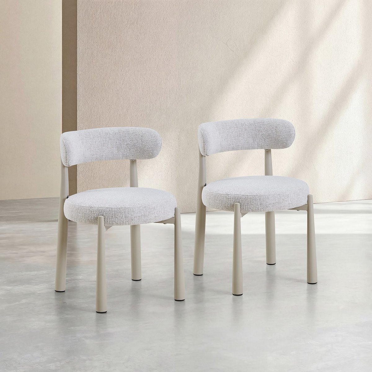 Lot de 2 chaises en tissu et métal crème BRYNE ivoire, HABITAT