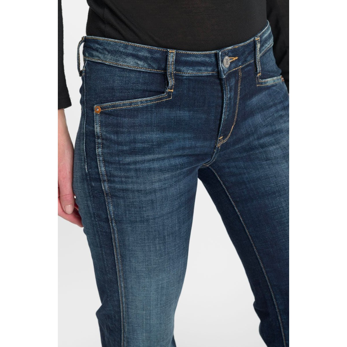 Jeans flare , longueur 34 blue, LE TEMPS DES CERISES