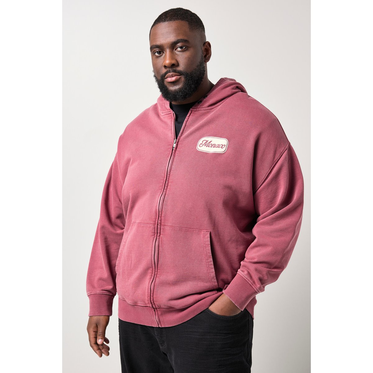 Veste à capuche en molleton prune, STHUGE