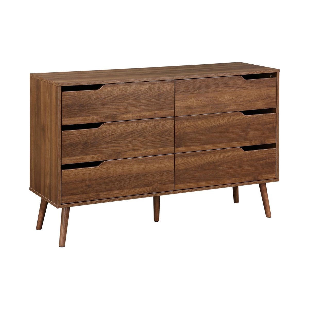 Commode décor bois 6 tiroirs NEPAL noyer, SWEEEK