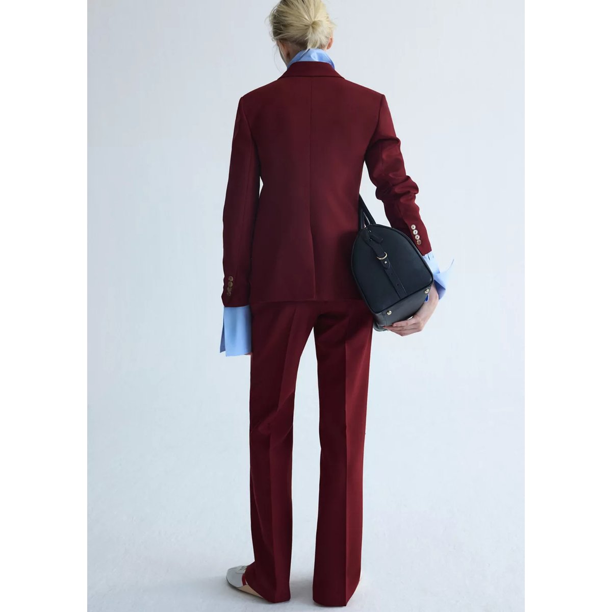Pantalon de costume laine lie de vin, MANGO