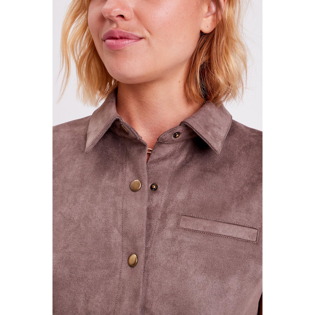 Robe droite ceinturée suédine taupe, CACHE CACHE