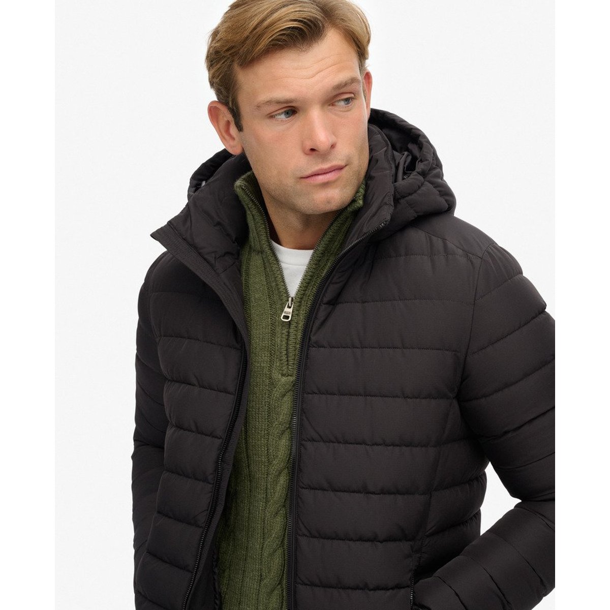 Doudoune Fuji à Capuche noir, SUPERDRY