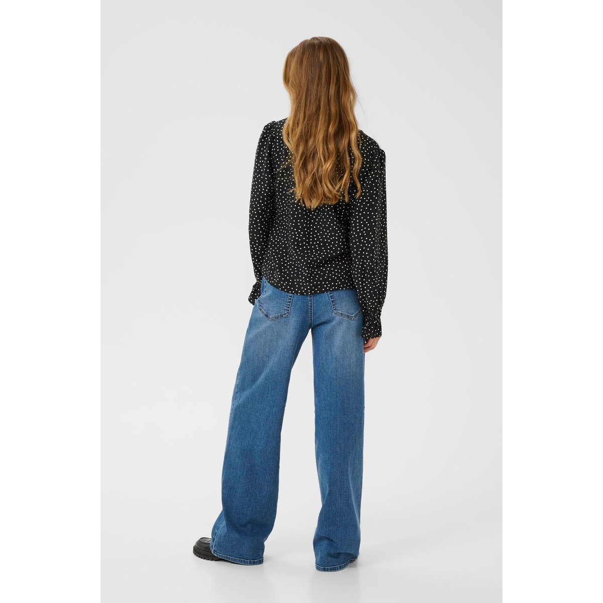 Blouse à manches longues noir blanc a pois, KAFFE