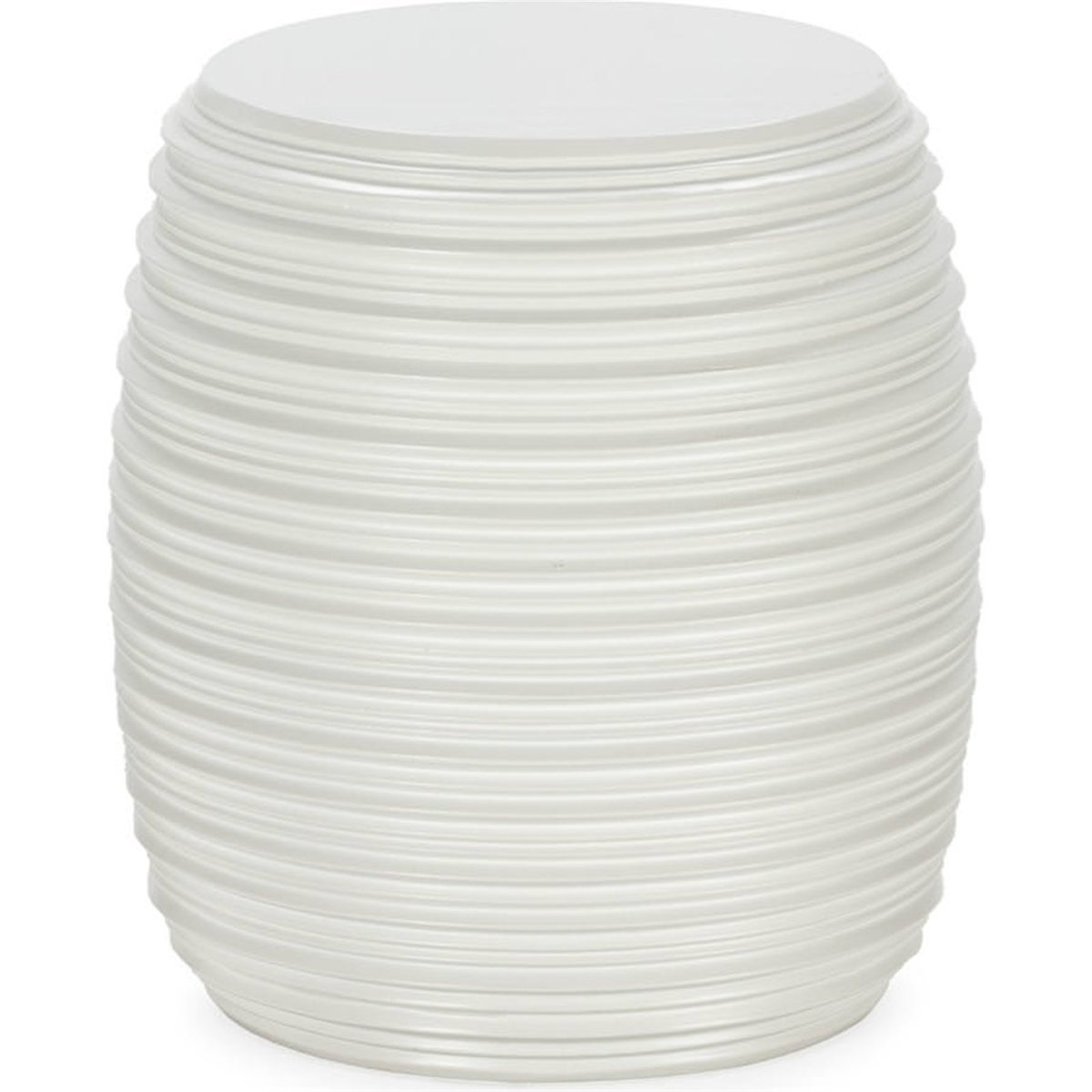 Tabouret en fibre de pierre à relief strié blanc mat, RECOLLECTION