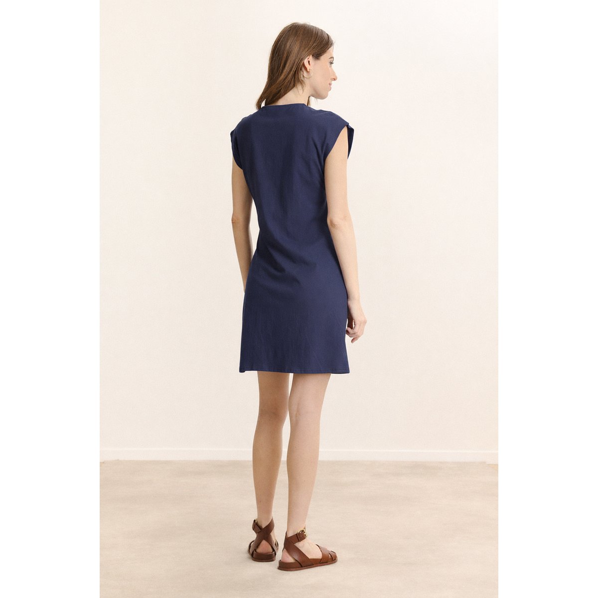 Robe courte en jersey à nœud VALENA marine, GARANCE PARIS 
