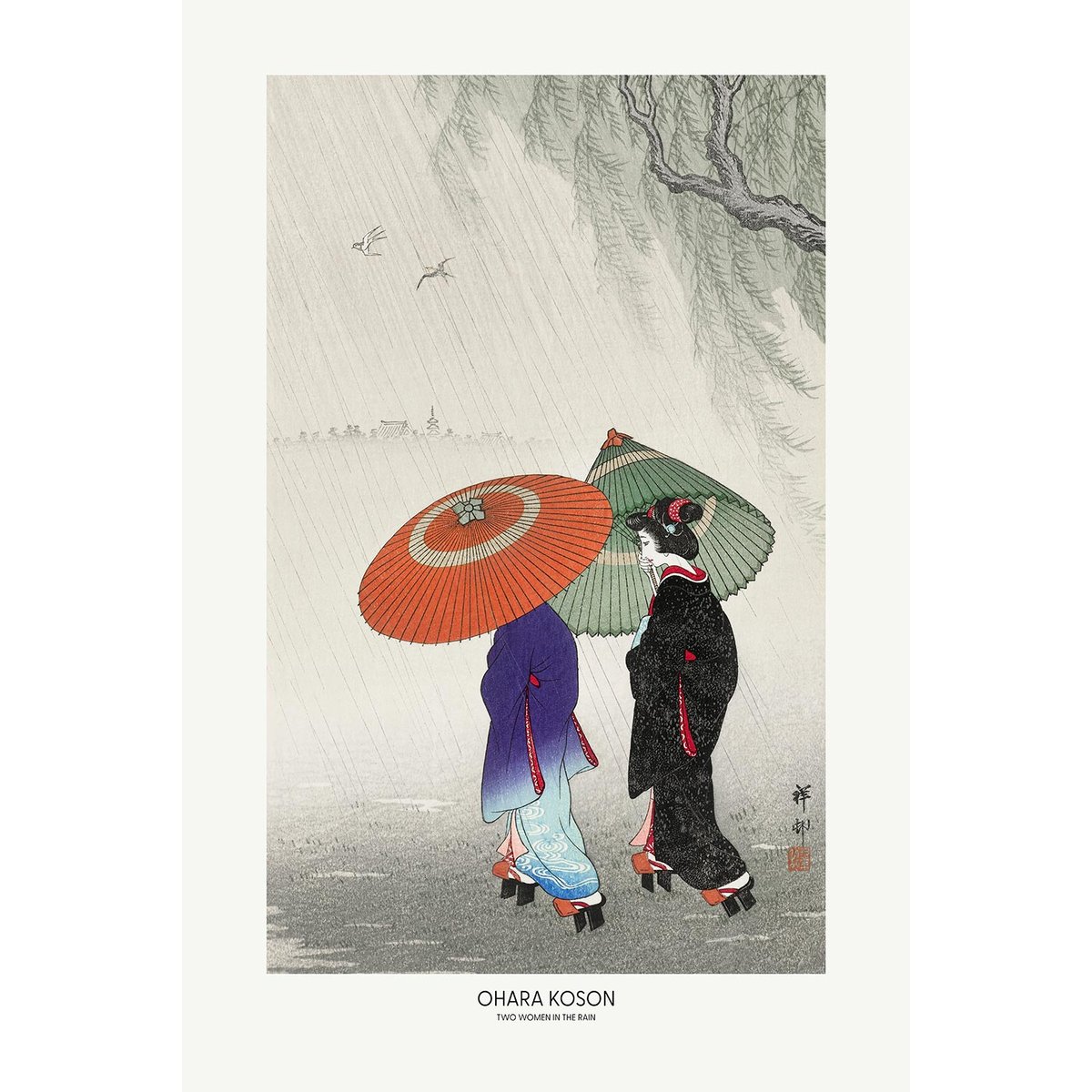 Tableau deux femmes sous la pluie toile imprimée, HEXOA