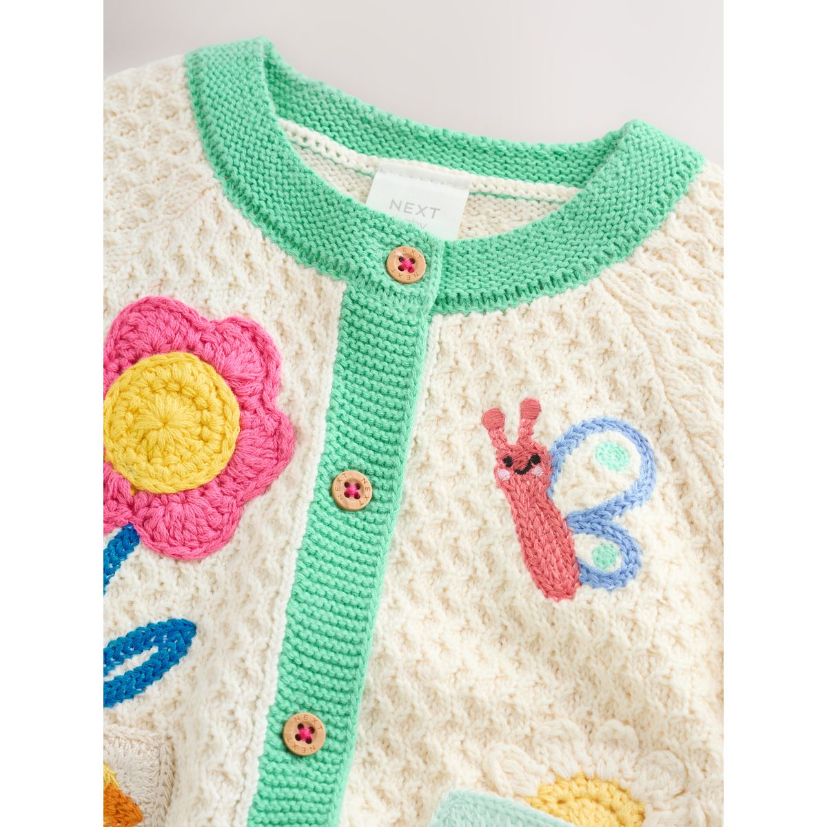 Cardigan bébé en maille animaux au crochet multicolores pastel, NEXT