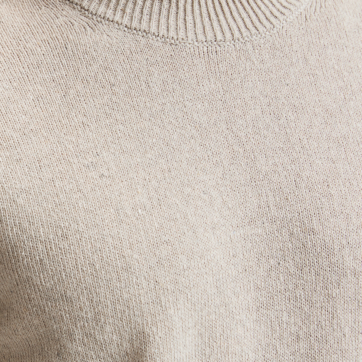 Trui in fijn tricot met ronde hals donkerbeige, LA REDOUTE COLLECTIONS