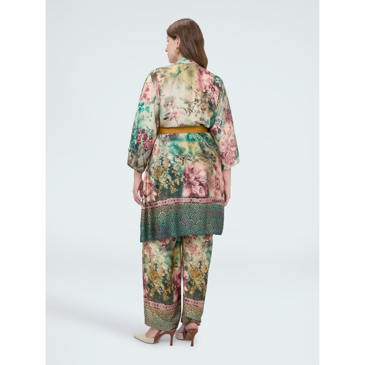 Kimono avec imprimé et ceinture vert, FIORELLA RUBINO
