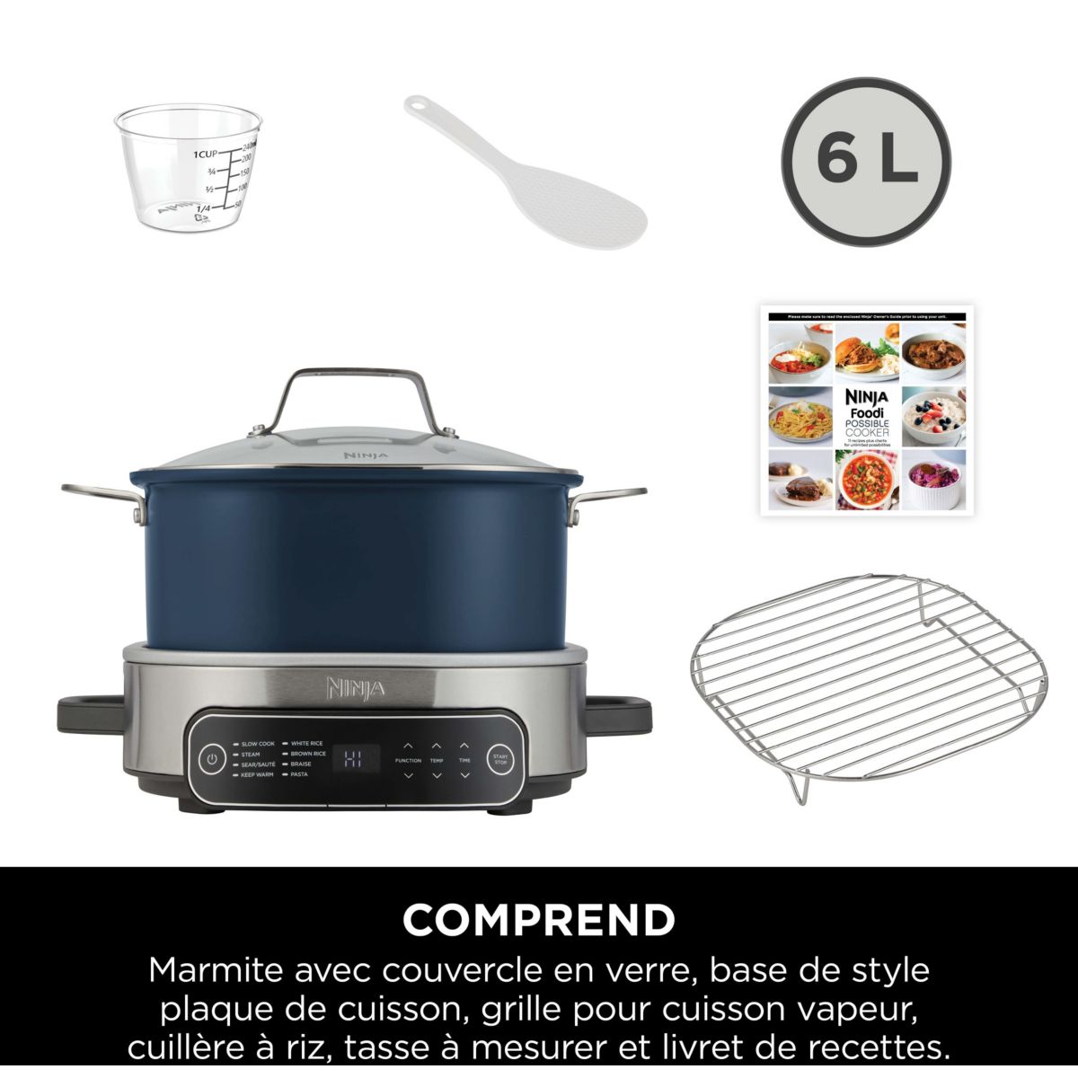 Cuiseur riz Foodi MC1101EU 6 L, 8 modes de cuisson couleur unique, NINJA