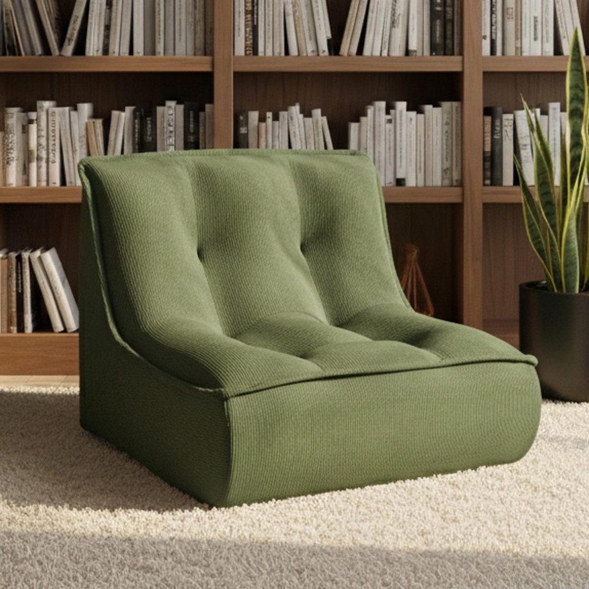 Fauteuil en velours côtelé type chauffeuse, LIZY vert, OVIALA