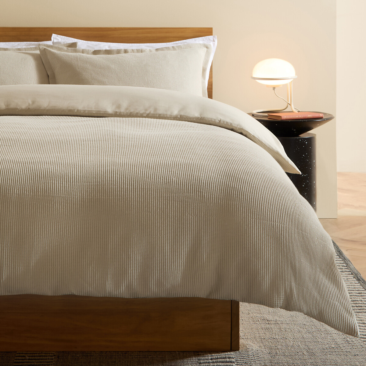 MADE.COM Cosy Waffle 100% Cotton Duvet Cover and Pillowcase Set oatmeal, MADE
