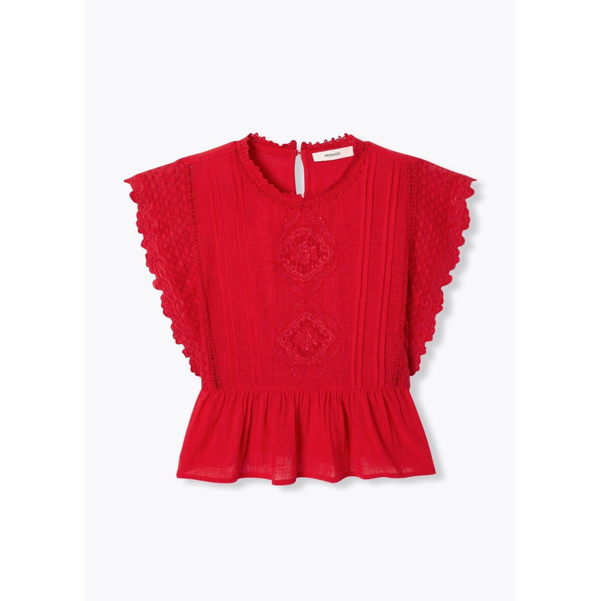Blouse rétro-romantique rouge, PROMOD