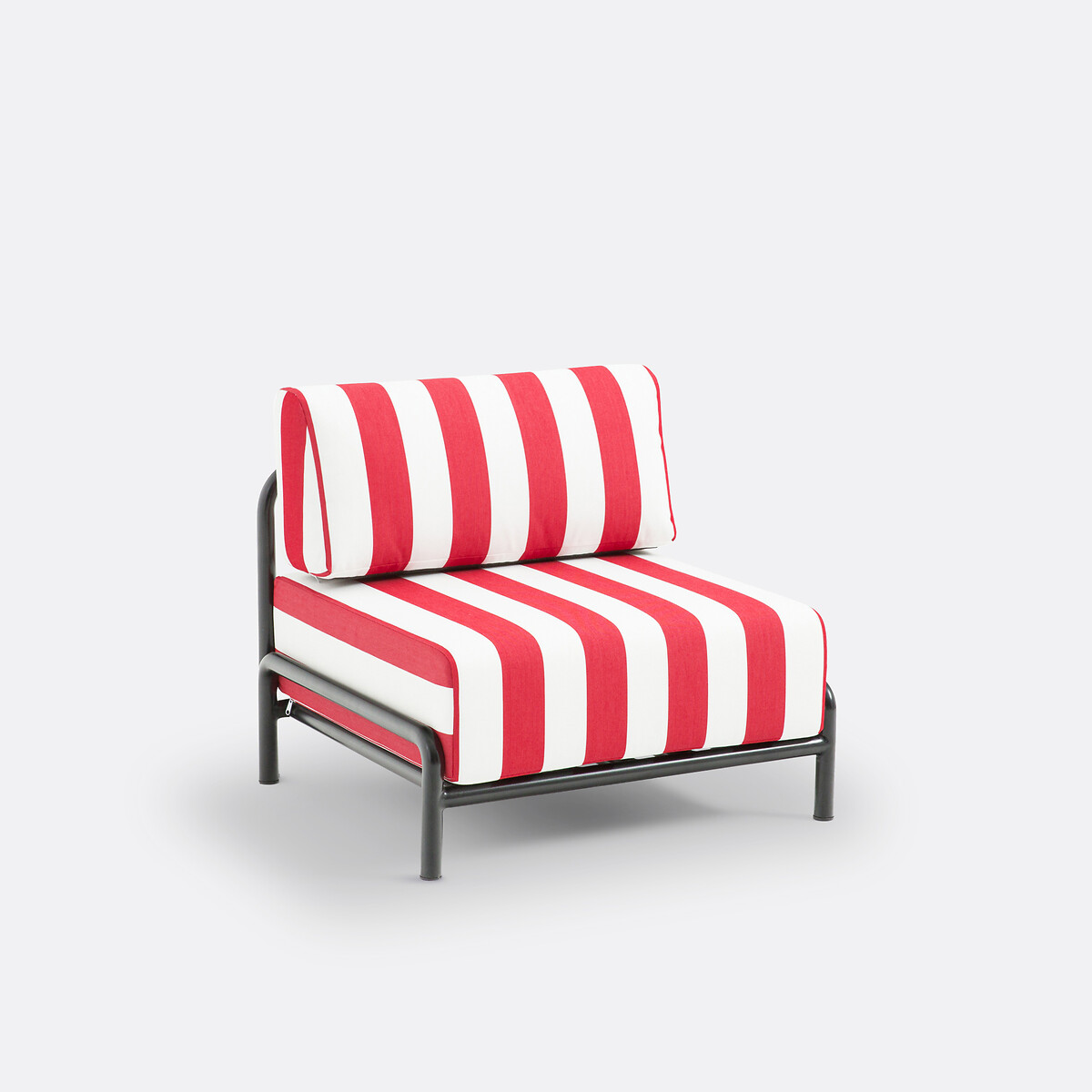 Fauteuil bas de jardin métal acier, Thomes rayé rouge/blanc, LA REDOUTE INTERIEURS