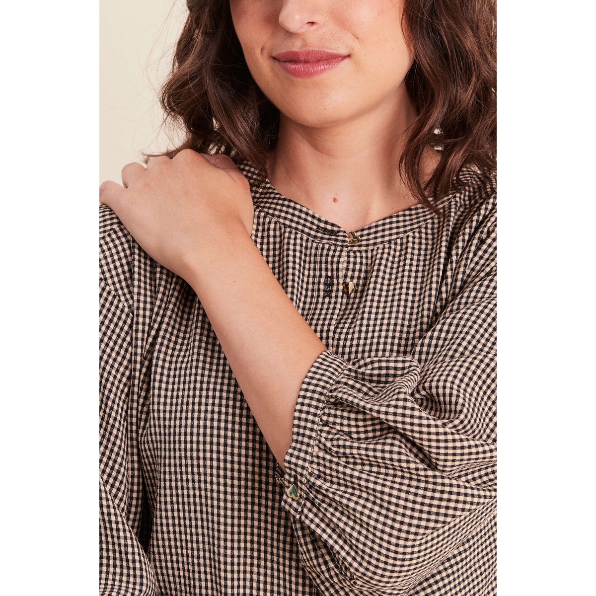 Chemise ample col rond manches longues noir, BREAL