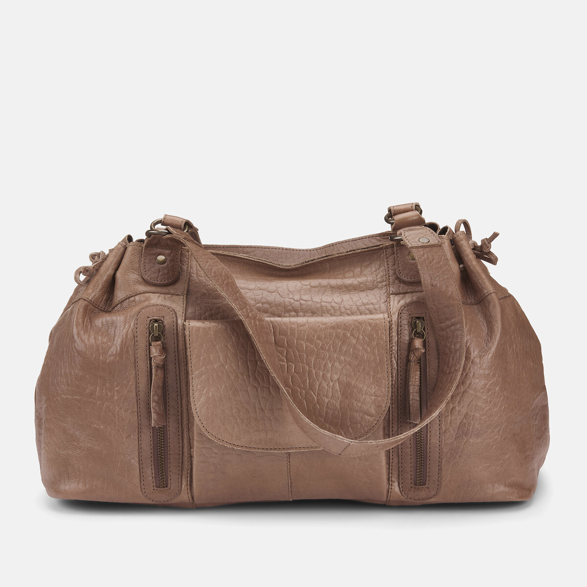 Borsa a mano grande in pelle Pihanna talpa, PIECES