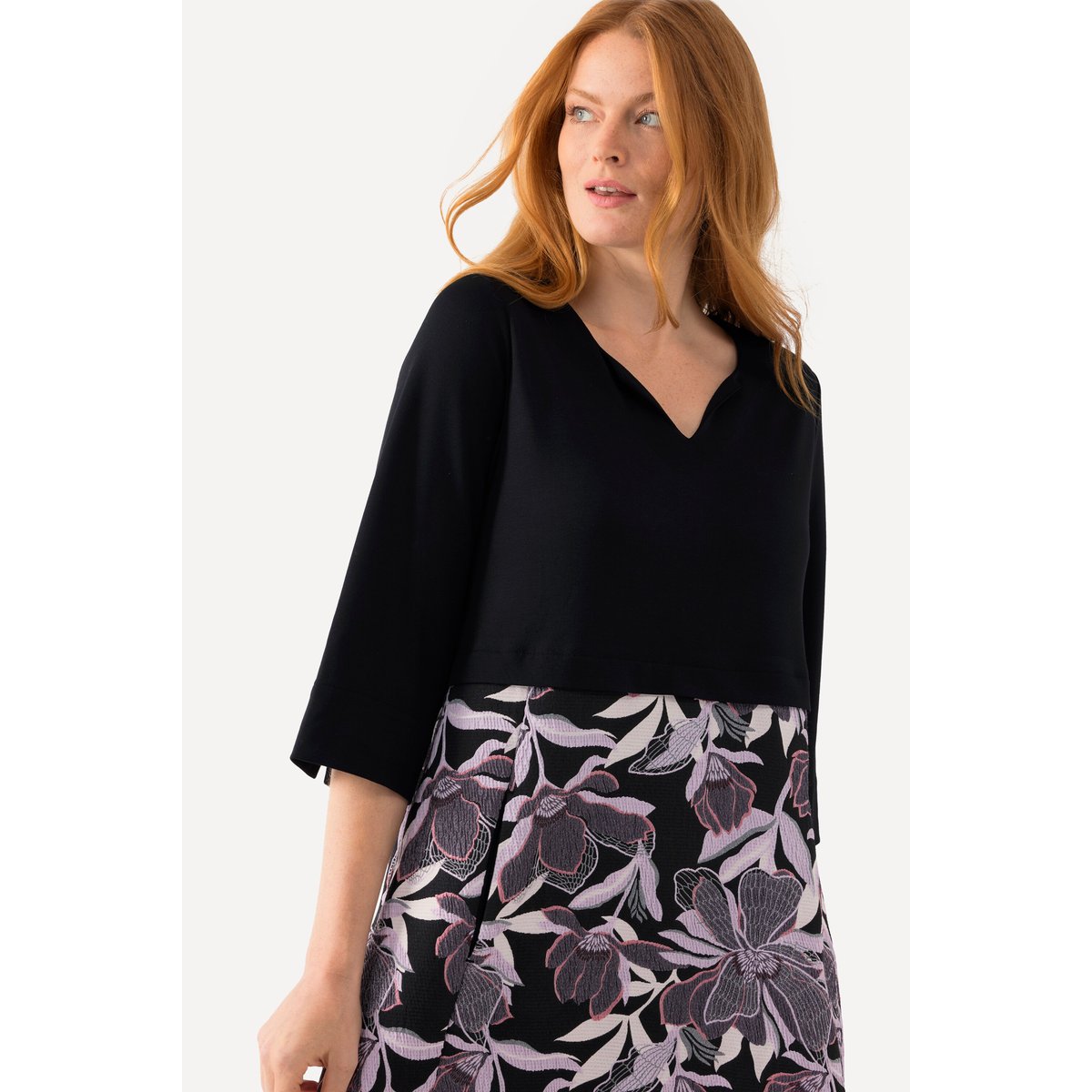 Robe, mélange de matières noir, ULLA POPKEN