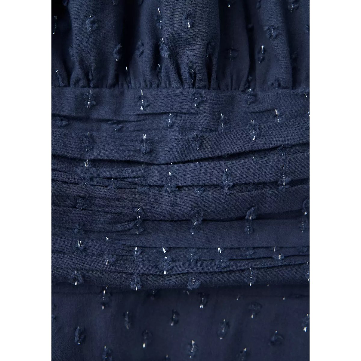 Robe froncée à détails métallisés bleu marine, MANGO KIDS