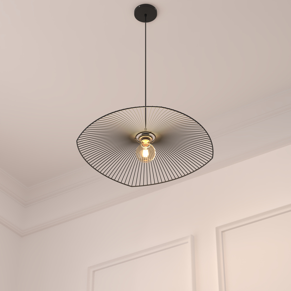 Suspension filaire métal ondulé CUZCO noir, ATMOSPHERA