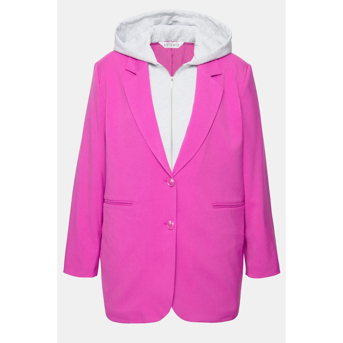 Blazer oversize à capuche, doublure intégrale orchidée, STUDIO UNTOLD