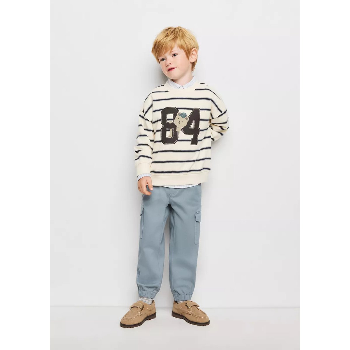 Pantalon jogger cargo bleu, MANGO BABY