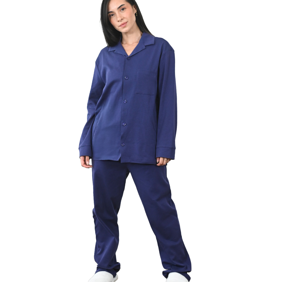 Pyjama mixte à chemise + pantalon YALE marine, SENSEI MAISON