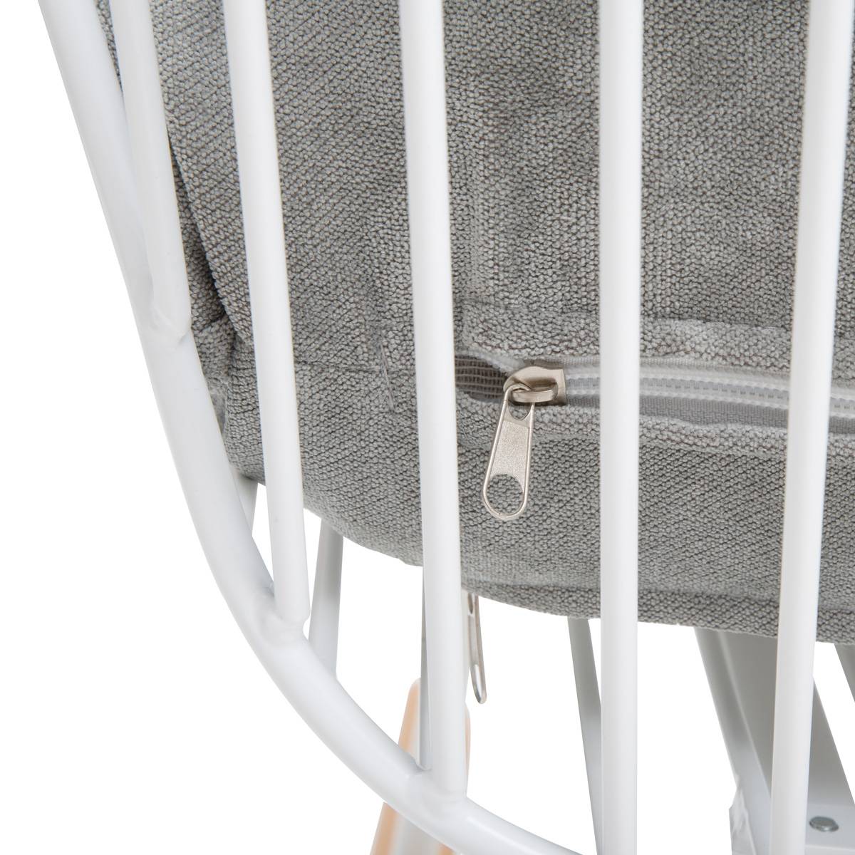 Rocking chair en métal et tissu ETHAN gris, MADE IN MEUBLES