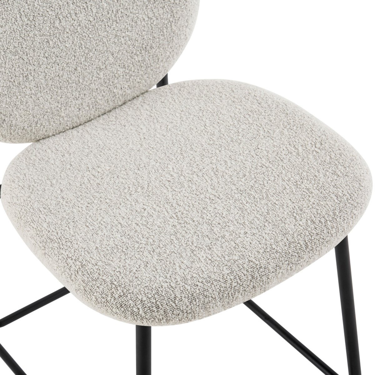 Lot de 2 tabourets de bar en tissu et métal H65cm- DALBY écru chiné, DRAWER