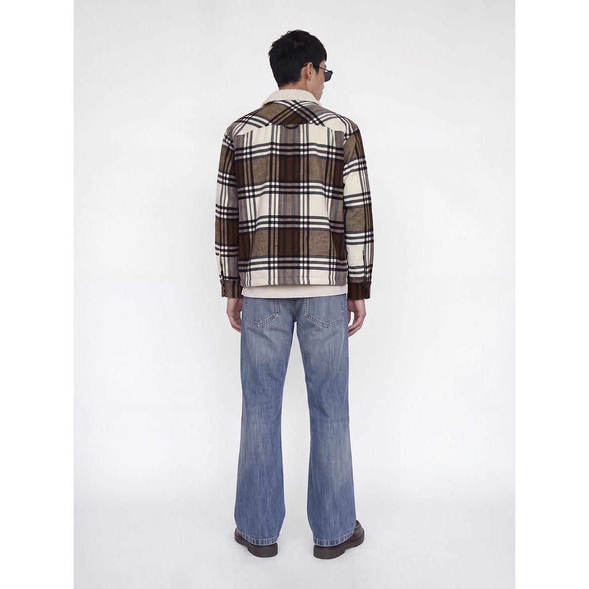 Surchemise à intérieur sherpa carreaux marron, JACK & JONES