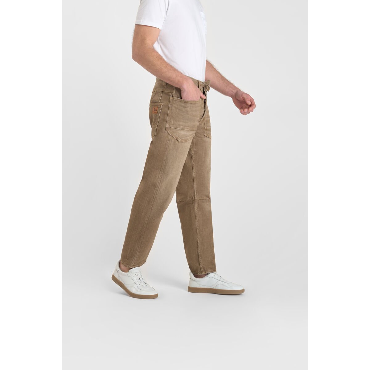 Jeans loose, large loose, longueur 34 beige, LE TEMPS DES CERISES