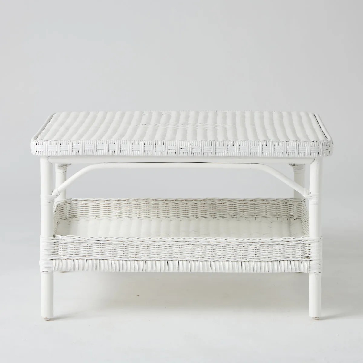 Table basse en rotin rectangulaire PRIMAVERA blanc, KOK