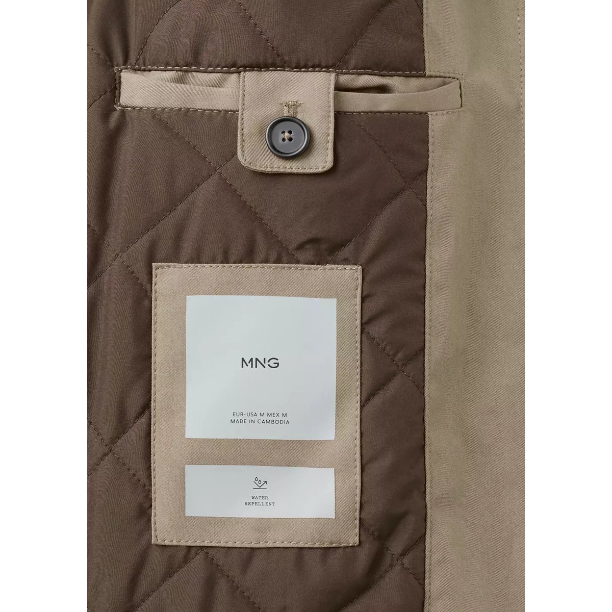 Parka matelassée capuche résistante à l’eau marron moyen, MANGO MAN