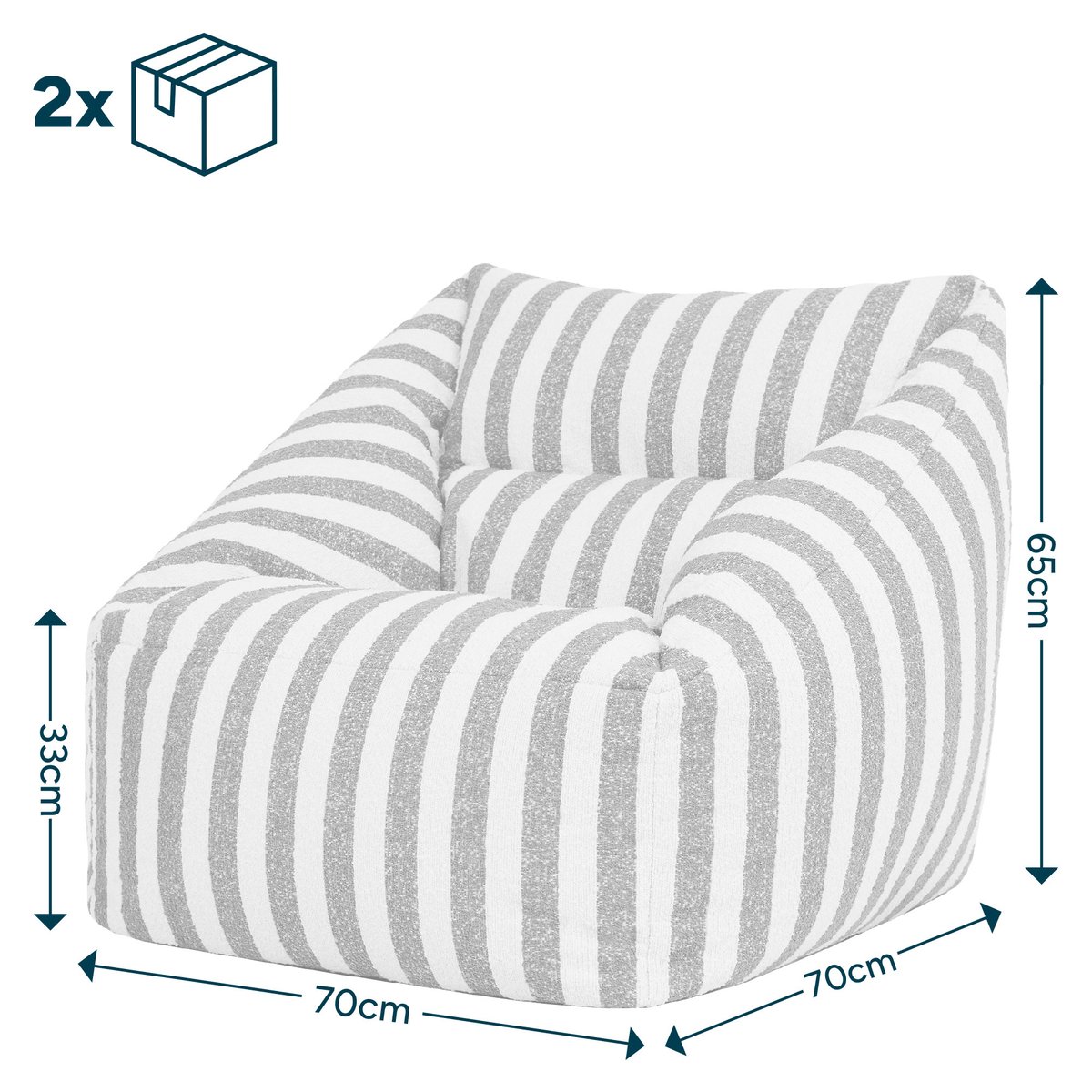 Pouf fauteuil en bouclette rayée texturée Oeko-Tex® - NATALIA vert olive, ICON